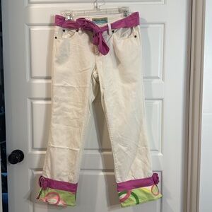 Vintage Too She She white Jeans with belt 6